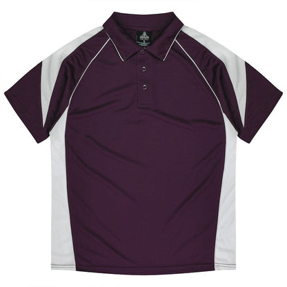 Aussie Pacific N1301 Premier Mens Polo Burgundy/White
