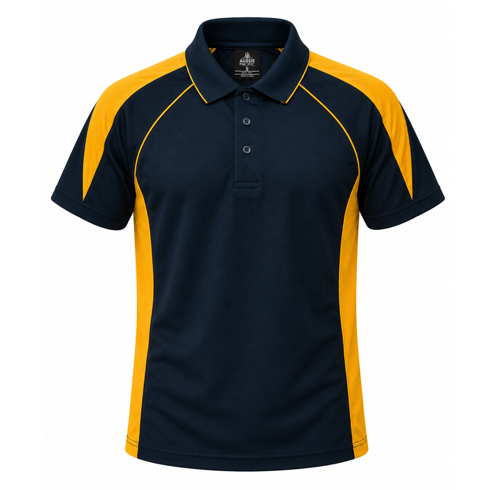 Aussie Pacific N1301 Premier Mens Polo - Navy/Gold - Front View
