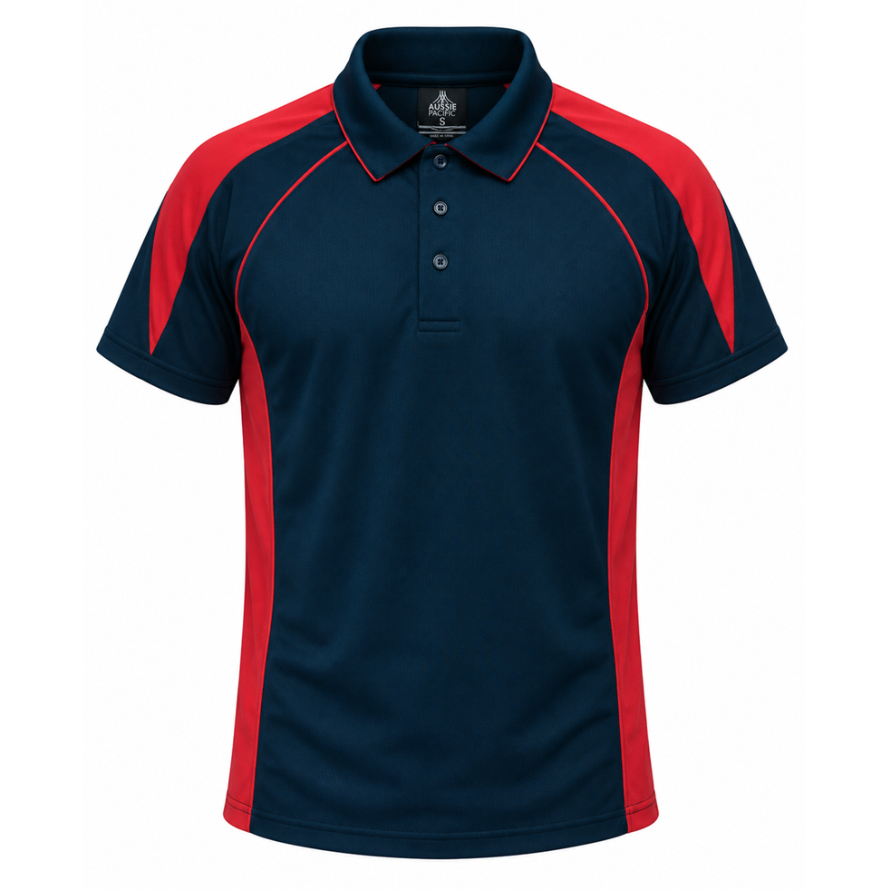 Aussie Pacific N1301 Premier Mens Polo - Navy/Red - Front View