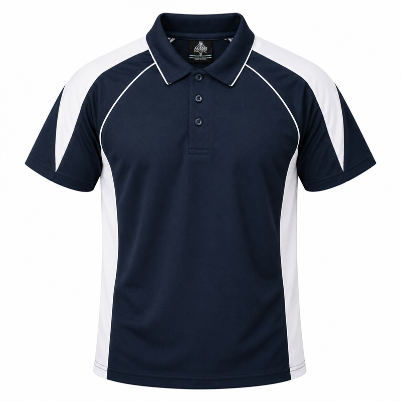 Aussie Pacific N1301 Premier Mens Polo - Navy/White - Front View