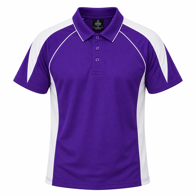 Aussie Pacific N1301 Premier Mens Polo - Purple/White - Front View
