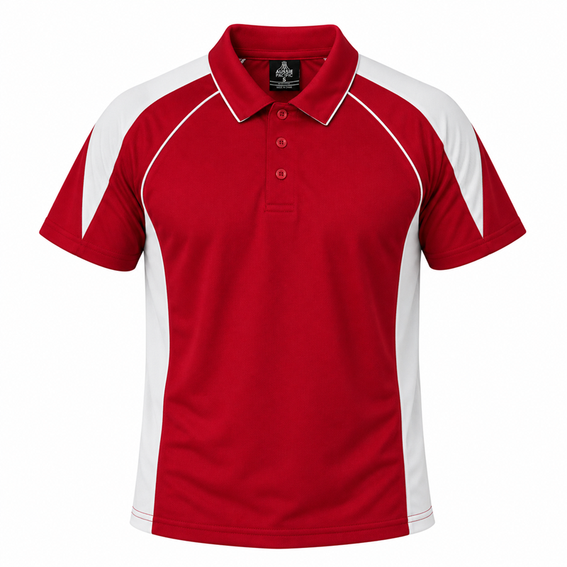 Aussie Pacific N1301 Premier Mens Polo - Red/White - Front View