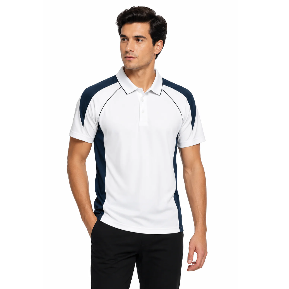 Aussie Pacific N1301 Premier Mens Polo - White/Navy - Lifestyle
