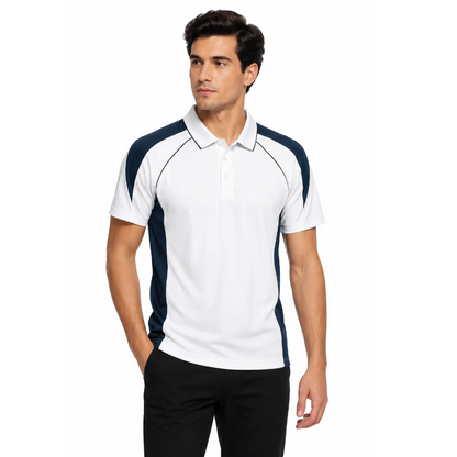 Aussie Pacific N1301 Premier Mens Polo - White/Navy - Lifestyle