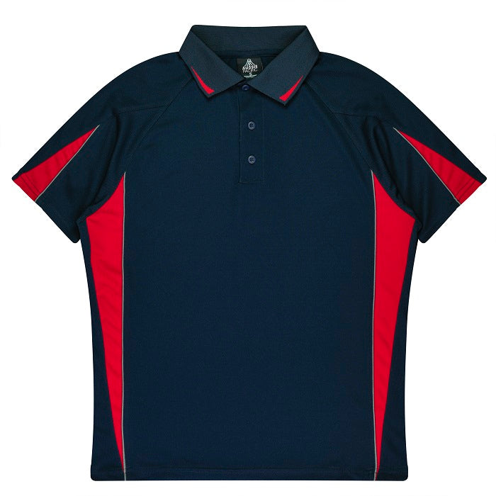 Aussie Pacific N3304 Kids Eureka Polo - Navy/Slate/Red - Front View