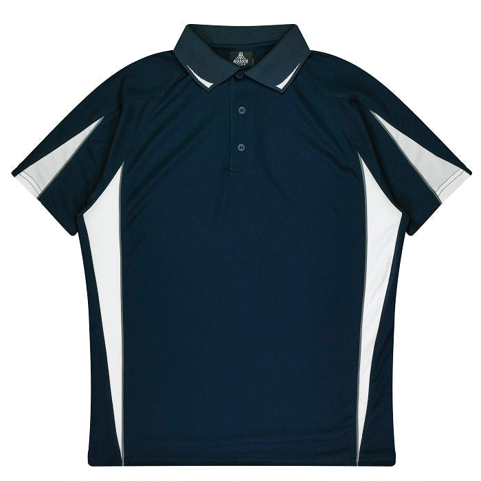 Aussie Pacific N3304 Kids Eureka Polo - Navy/Slate/White - Front View