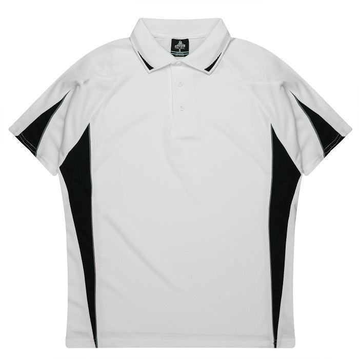 Aussie Pacific N3304 Kids Eureka Polo - White/Black - Front View
