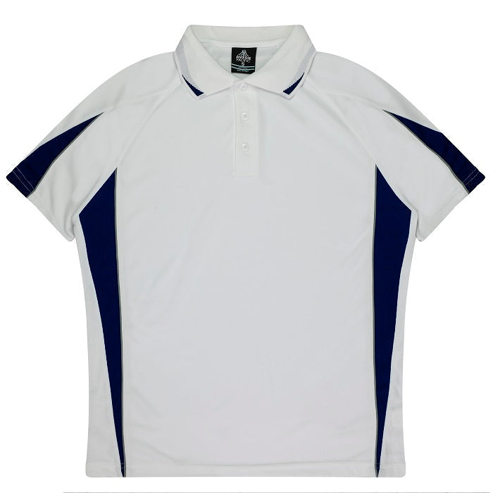 Aussie Pacific N3304 Kids Eureka Polo - White/Navy - Front View