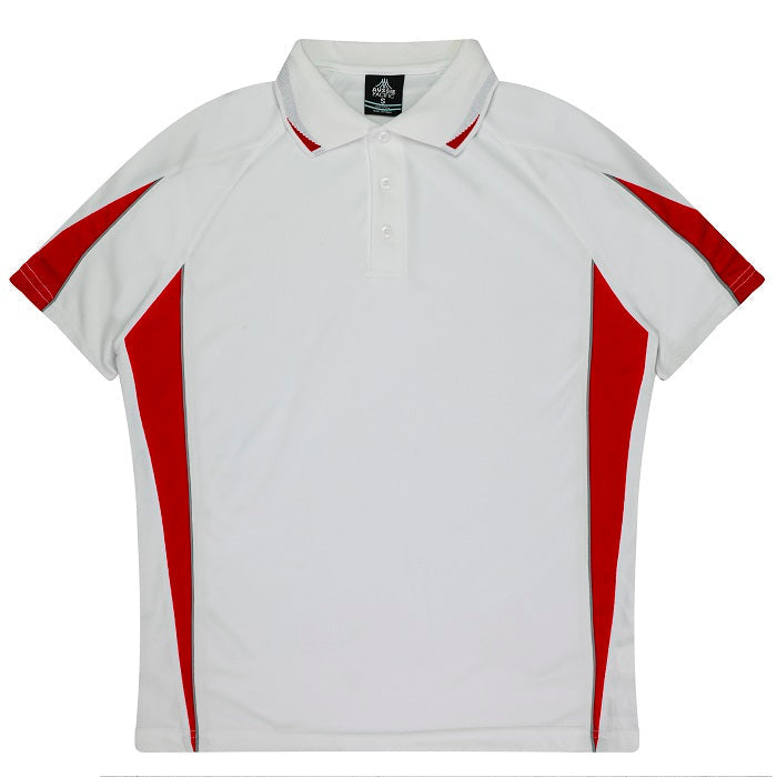 Aussie Pacific N3304 Kids Eureka Polo - White/Red - Front View