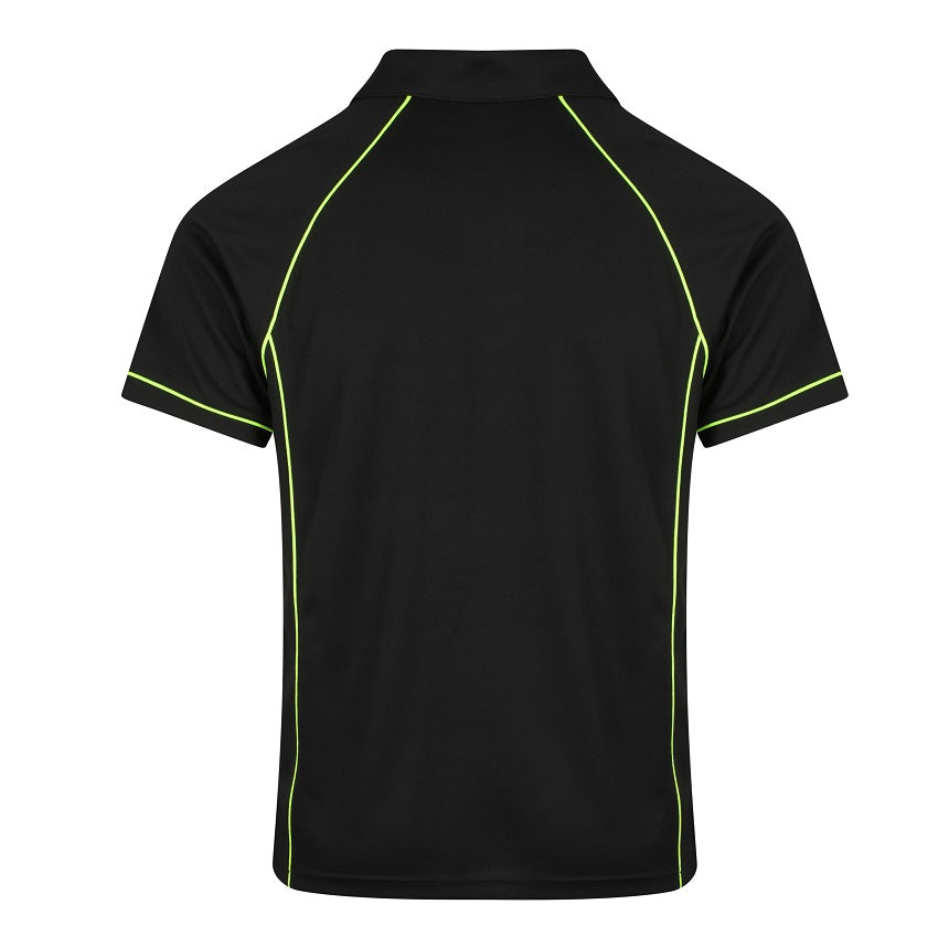 Aussie Pacific N1310 Mens Endeavour Polo - Black/Green - Back View
