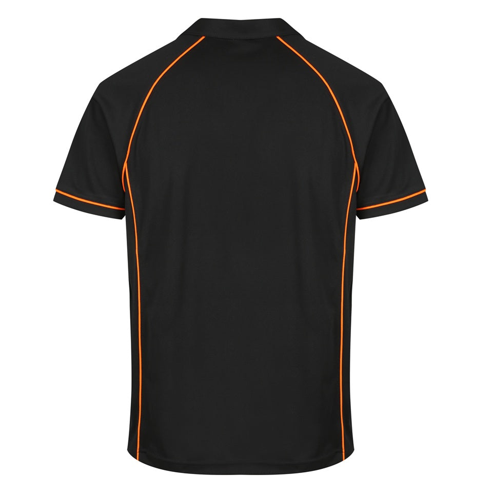 Aussie Pacific N1310 Mens Endeavour Polo - Black/Orange - Back View