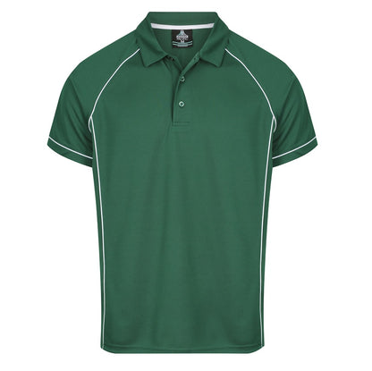 Aussie Pacific N1310 Mens Endeavour Polo - Bottle Green/White - Front View