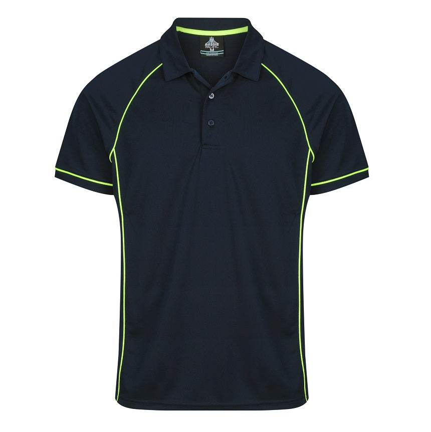 Aussie Pacific N1310 Mens Endeavour Polo - Navy/Green - Front View
