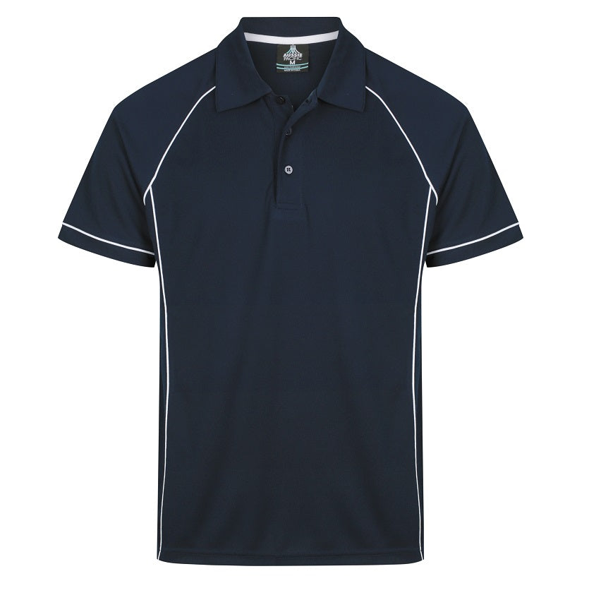 Aussie Pacific N1310 Mens Endeavour Polo - Navy/White - Front View