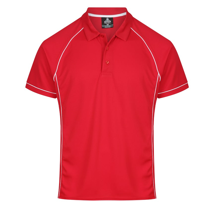 Aussie Pacific N1310 Endeavour Mens Polo Pacific Red/White