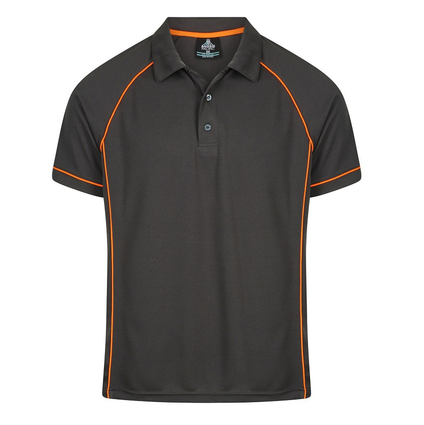 Aussie Pacific N1310 Mens Endeavour Polo - Slate/Orange - Front View