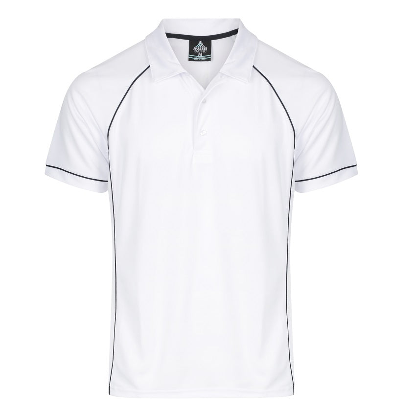 Aussie Pacific N1310 Mens Endeavour Polo - White/Navy - Front View