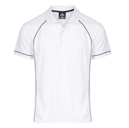 Aussie Pacific N1310 Mens Endeavour Polo - White/Navy - Front View