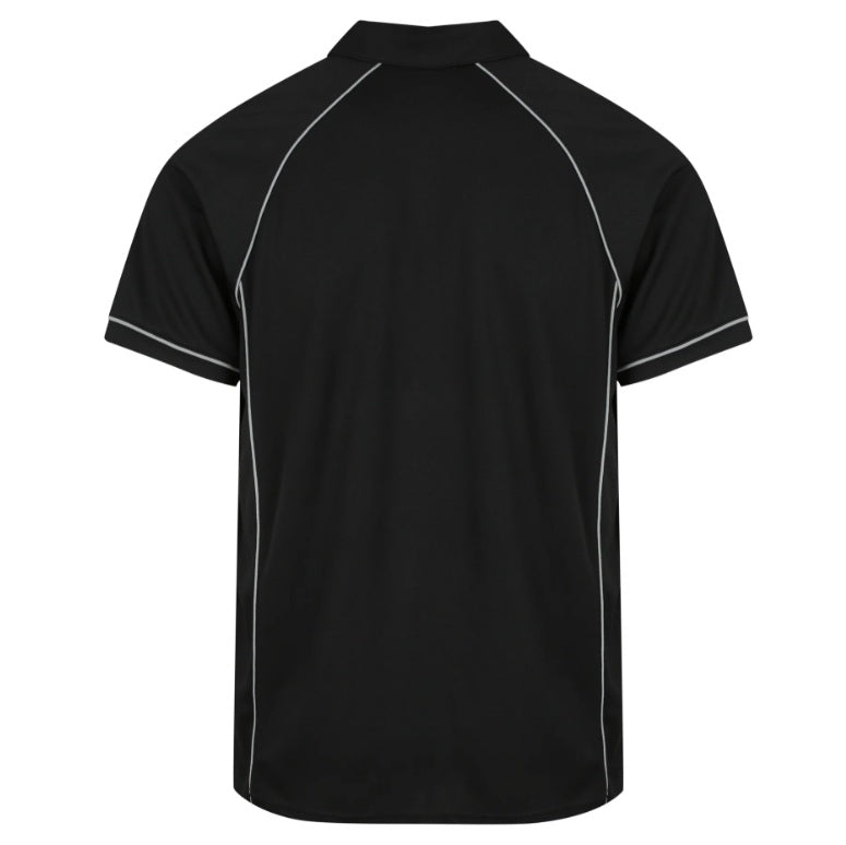 Aussie Pacific N1310 Mens Endeavour Polo - Black/Silver - Back View