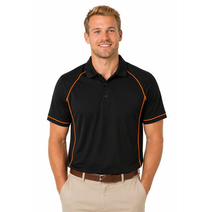 Aussie Pacific N1310 Mens Endeavour Polo - Black/Orange - Lifestyle