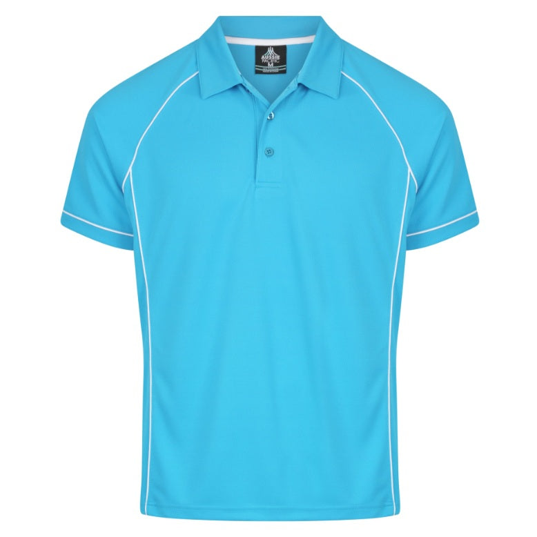 Aussie Pacific N1310 Mens Endeavour Polo - Pacific Blue/White - Front View