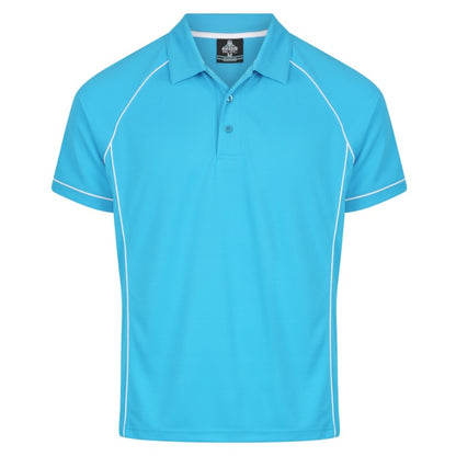 Aussie Pacific N1310 Mens Endeavour Polo - Pacific Blue/White - Front View