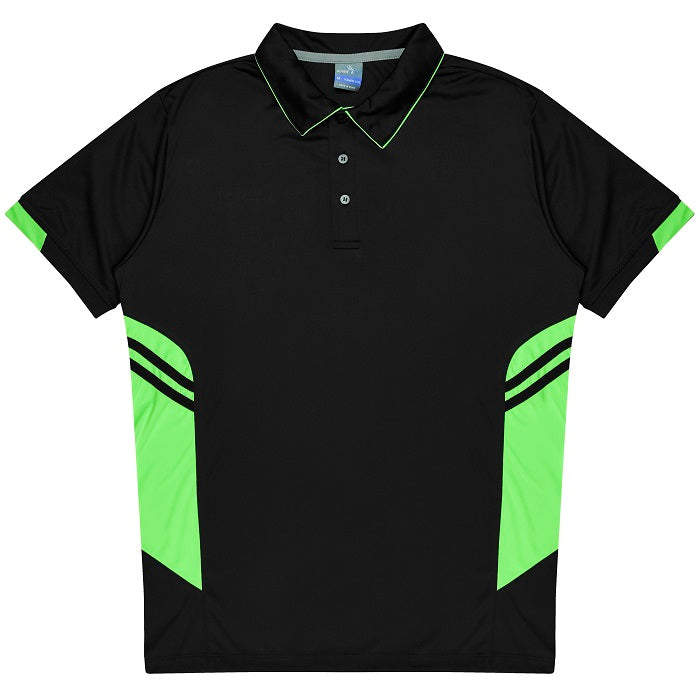 Aussie Pacific N1311 Tasman Mens Polo Black/Neon Green