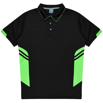 Aussie Pacific N1311 Tasman Mens Polo Black/Neon Green