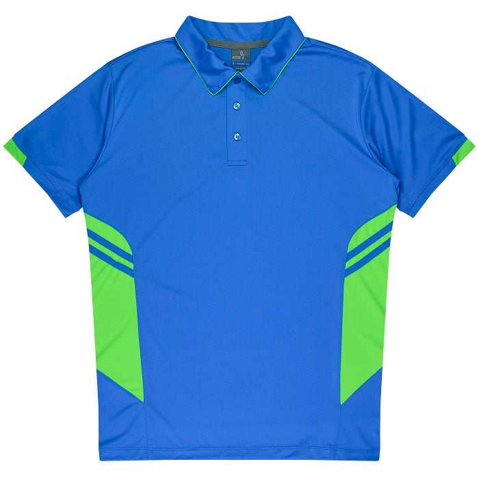 Aussie Pacific N1311 Tasman Mens Polo Cyan/Neon Green