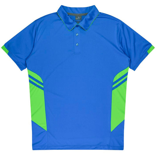 Aussie Pacific N1311 Tasman Mens Polo Cyan/Neon Green