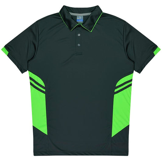 Aussie Pacific N1311 Tasman Mens Polo Slate/Neon Green