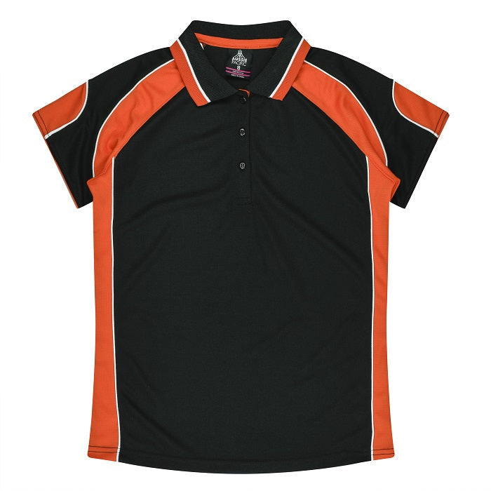 Aussie Pacific N3300 Kids Murray Polo - Black/Orange - Front View