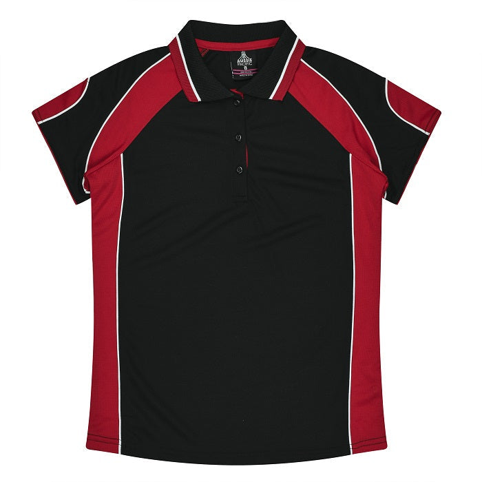 Aussie Pacific N3300 Kids Murray Polo - Black/Red - Front View