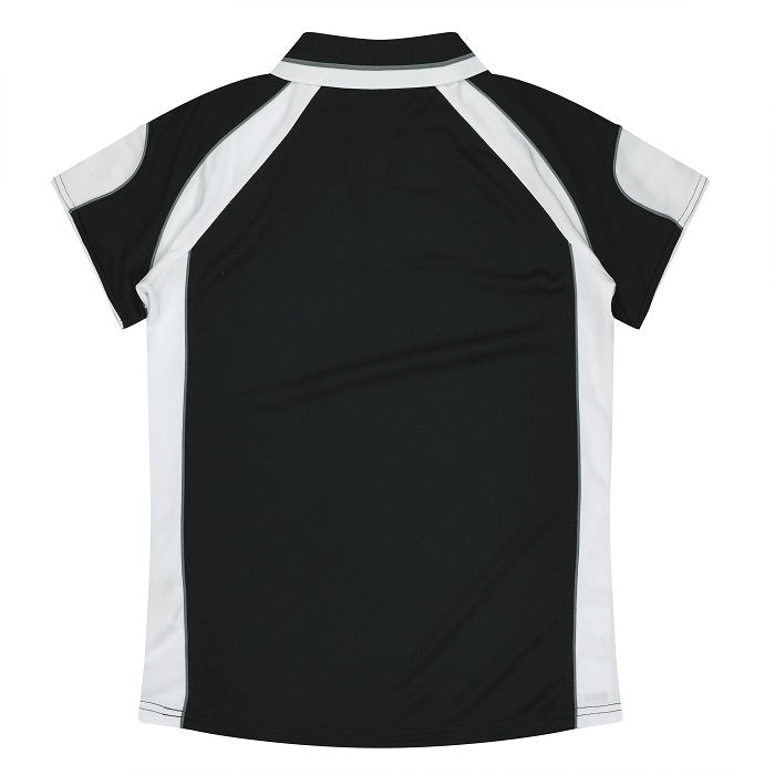 Aussie Pacific N2300 Murray Ladies Polo - Black/White - Back View