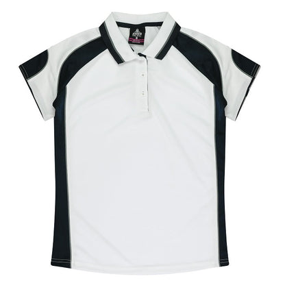 Aussie Pacific N2300 Murray Ladies Polo - White/Navy - Front View