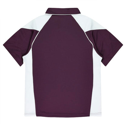 Aussie Pacific N2301 Premier Ladies Polo Burgundy/White