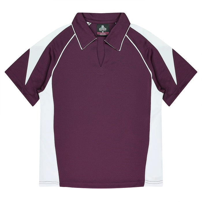 Aussie Pacific N2301 Premier Ladies Polo Burgundy/White