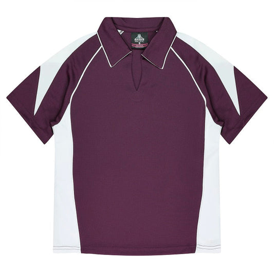Aussie Pacific N2301 Premier Ladies Polo Burgundy/White
