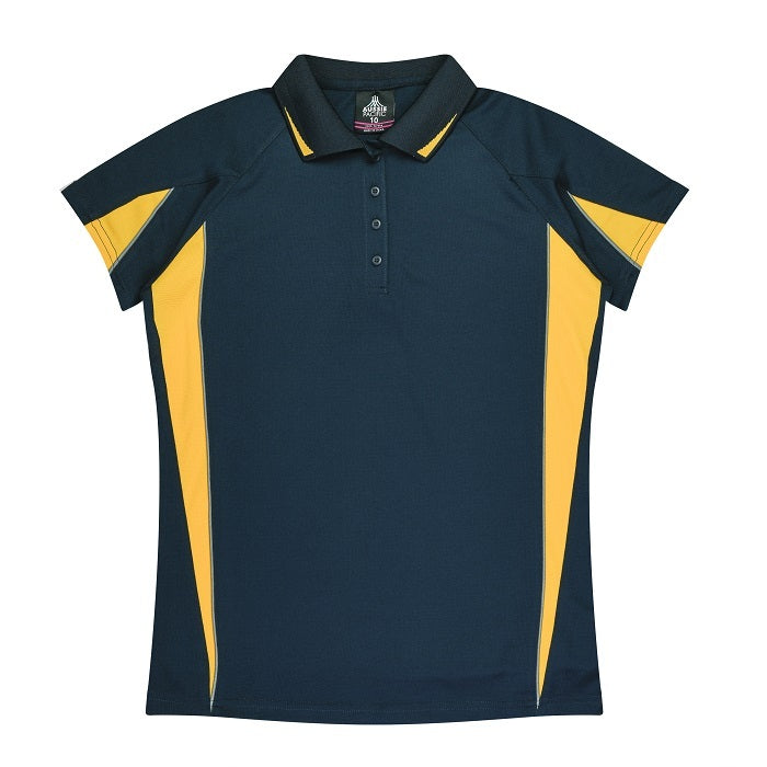 Aussie Pacific N2304 Ladies Eureka Polo - Navy/Gold - Front View