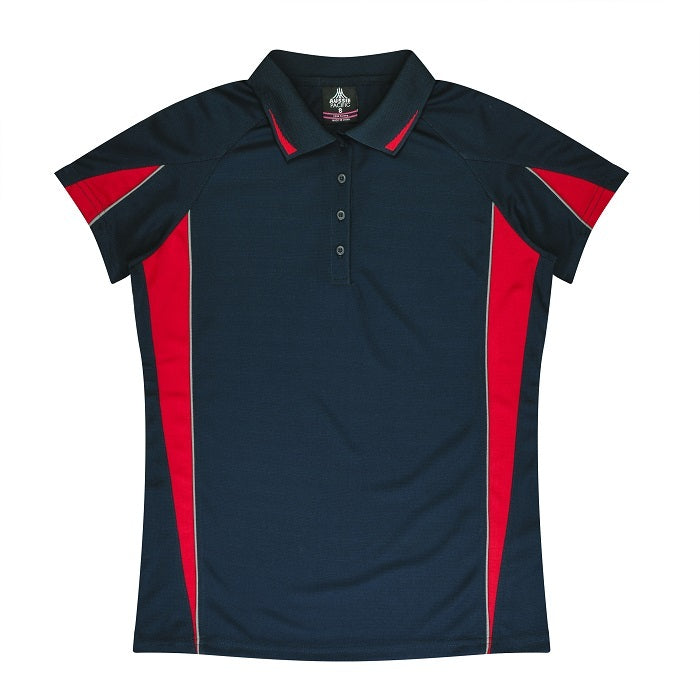 Aussie Pacific N2304 Ladies Eureka Polo - Navy/Red - Front View