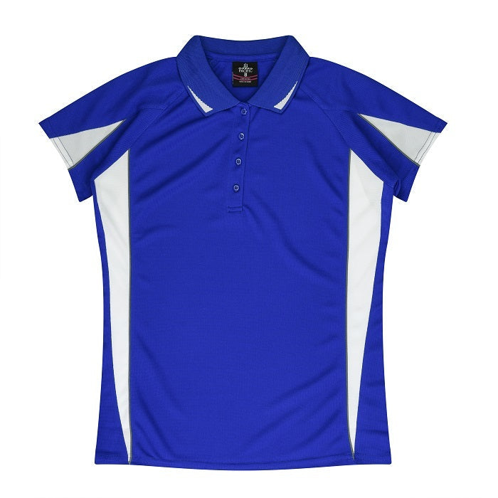 Aussie Pacific N2304 Ladies Eureka Polo - Royal Blue/White - Front View