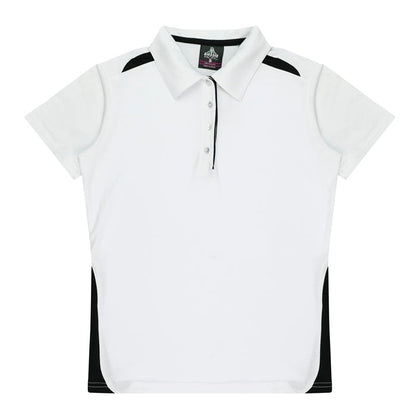 Aussie Pacific N2305 Paterson Ladies Polo Pacific White/Black - Front view