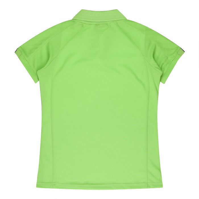 Aussie Pacific N2308 Flinders Lady Polos - Apple Green/Black - Back View