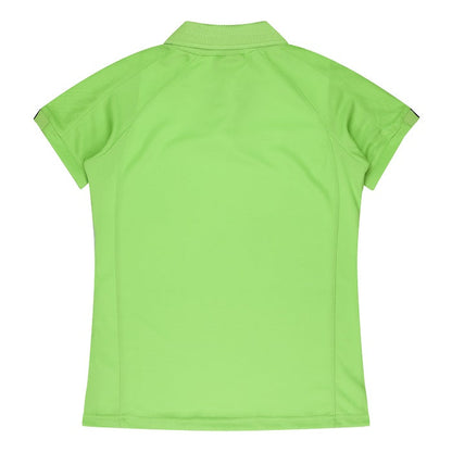 Aussie Pacific N2308 Flinders Lady Polos - Apple Green/Black - Back View