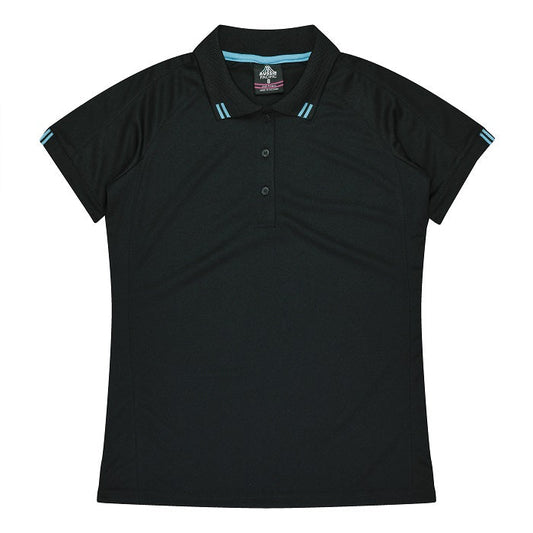 Aussie Pacific N2308 Flinders Ladies Polo Black/Teal