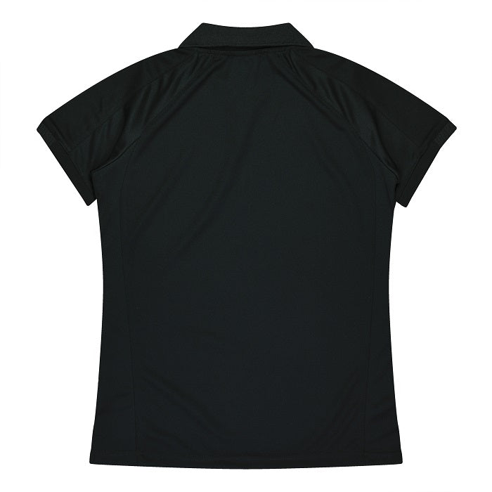 Aussie Pacific N2308 Flinders Lady Polos - Black/White - Back View