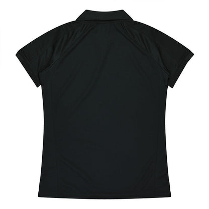 Aussie Pacific N2308 Flinders Lady Polos - Black/White - Back View