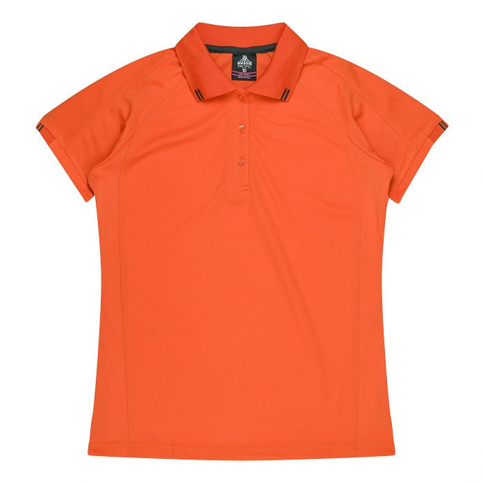 Aussie Pacific N2308 Flinders Lady Polos - Orange/Slate - Front View