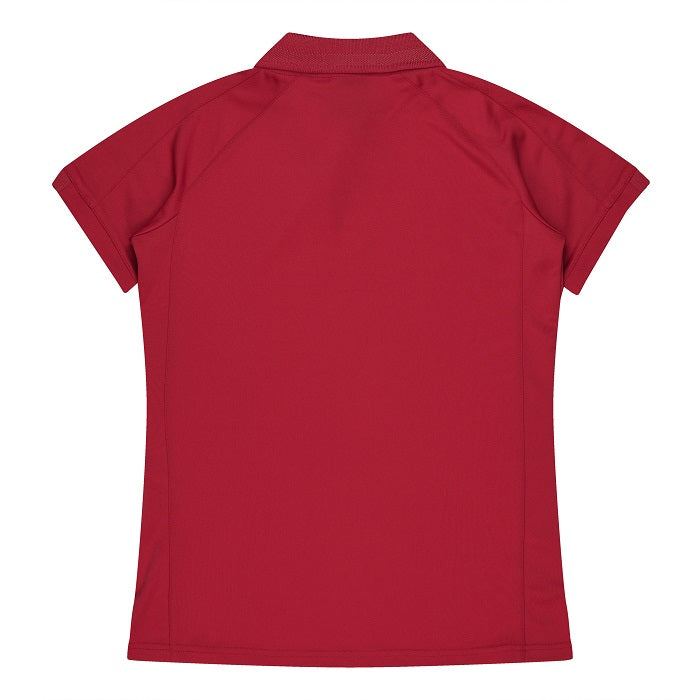 Aussie Pacific N2308 Flinders Lady Polos - Red/White - Back View