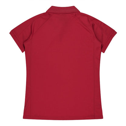 Aussie Pacific N2308 Flinders Lady Polos - Red/White - Back View